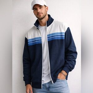 Old Navy Zip-Up Track Jacket Blue White Colorblock XXL